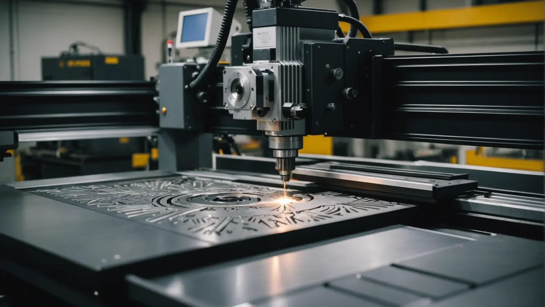 Laser cutting machine in operation