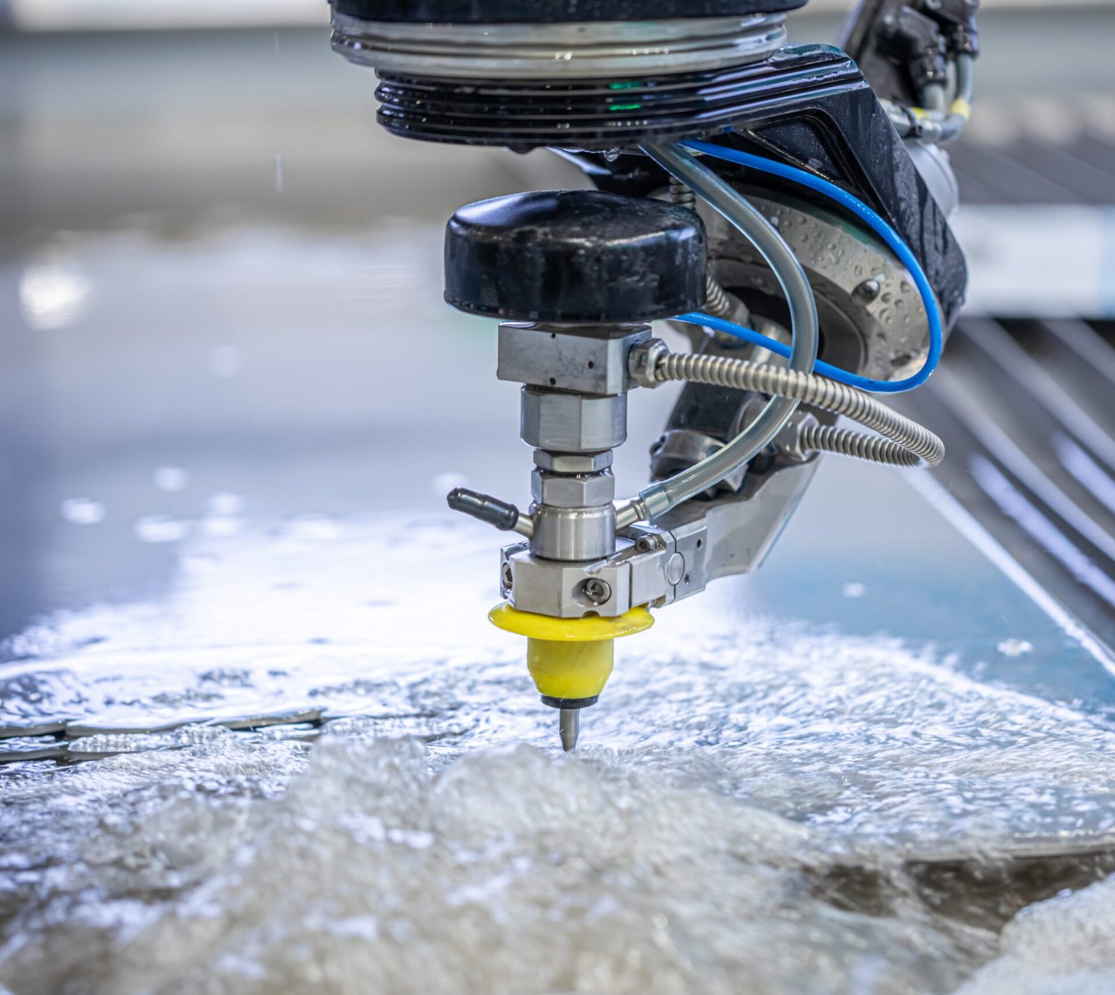 Waterjet cutting machine in operation